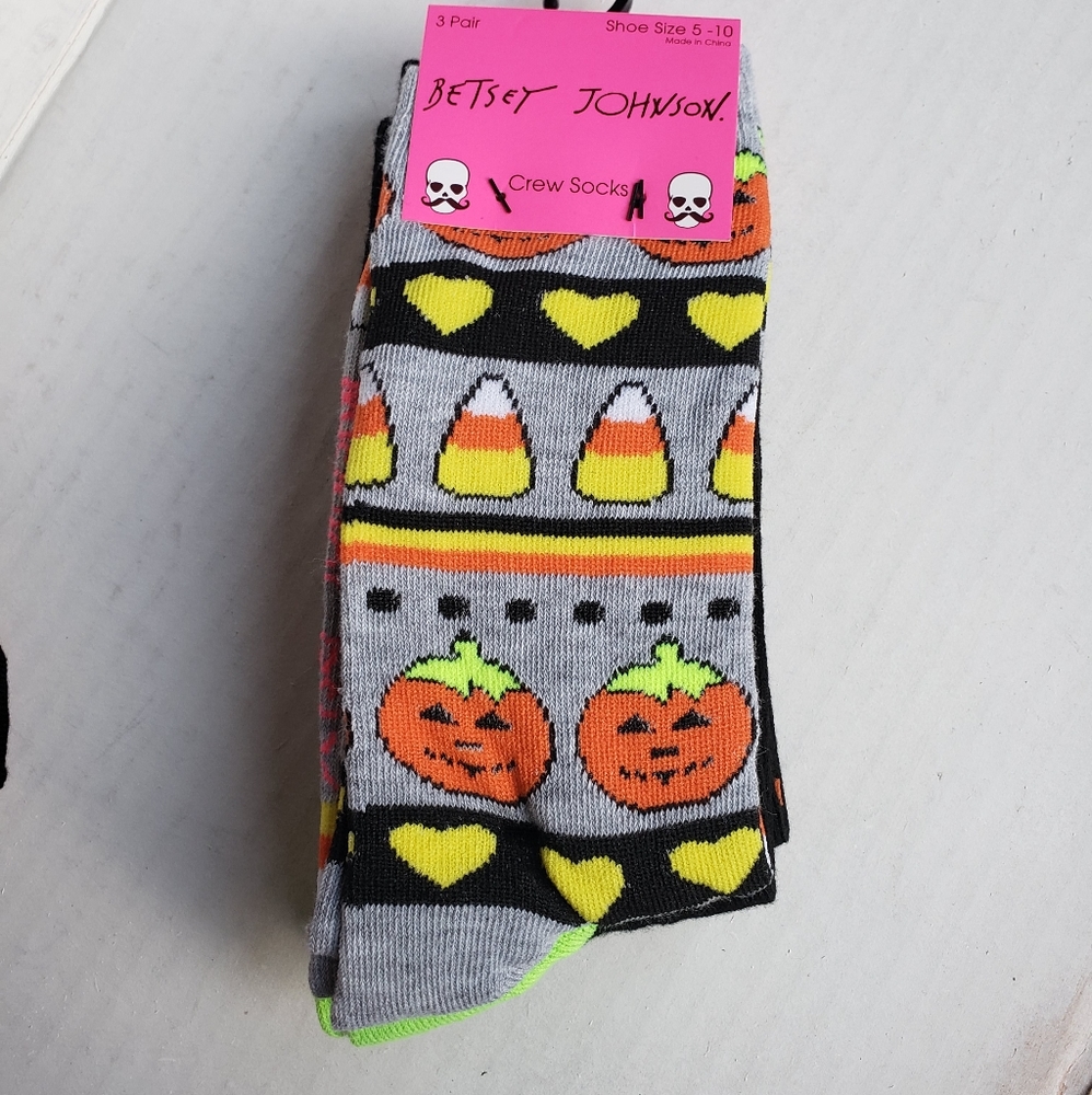 Betsey Johnson Halloween socks Candy corn dots